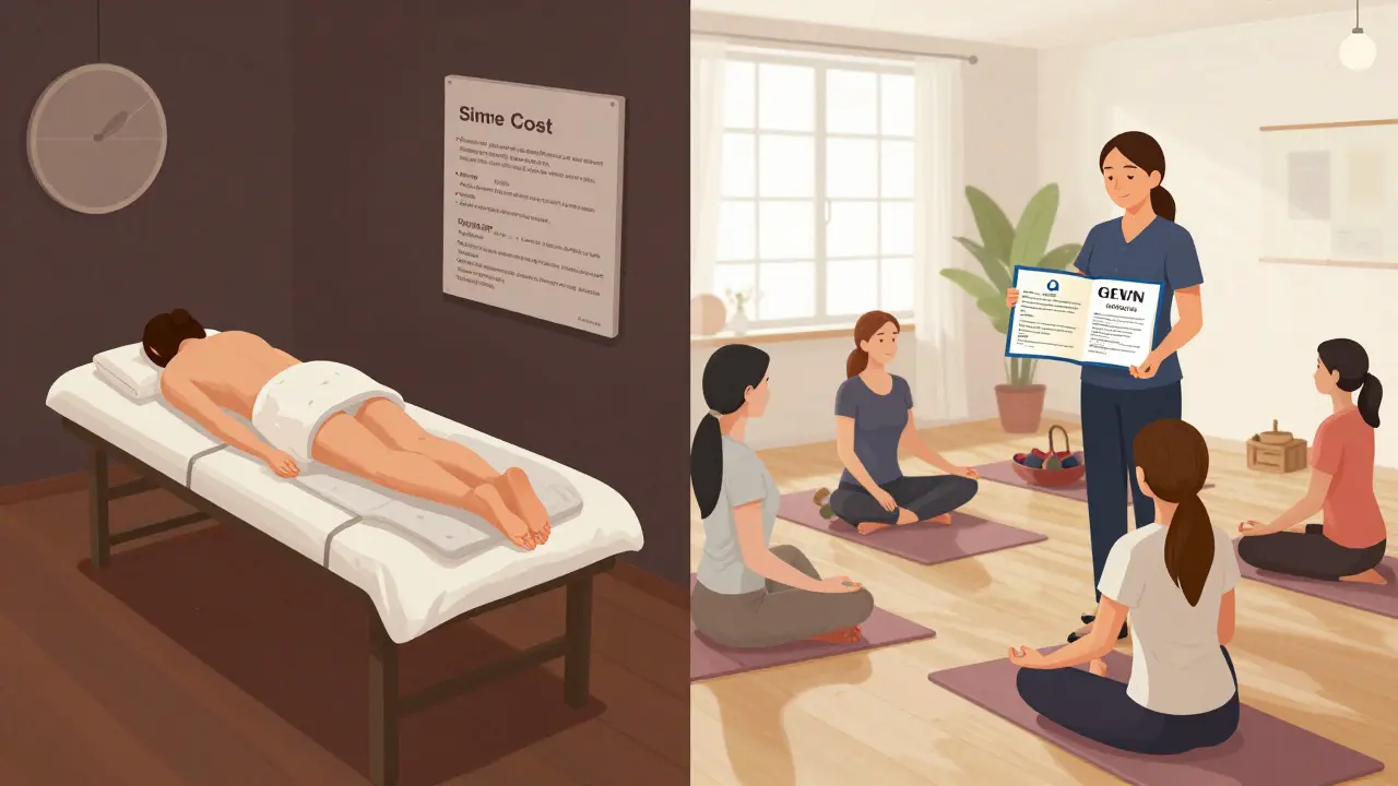 Porovnání kvalitního tantrického kurzu s certifikací a nekvalitní nabídky bez bezpečnostních prvků.