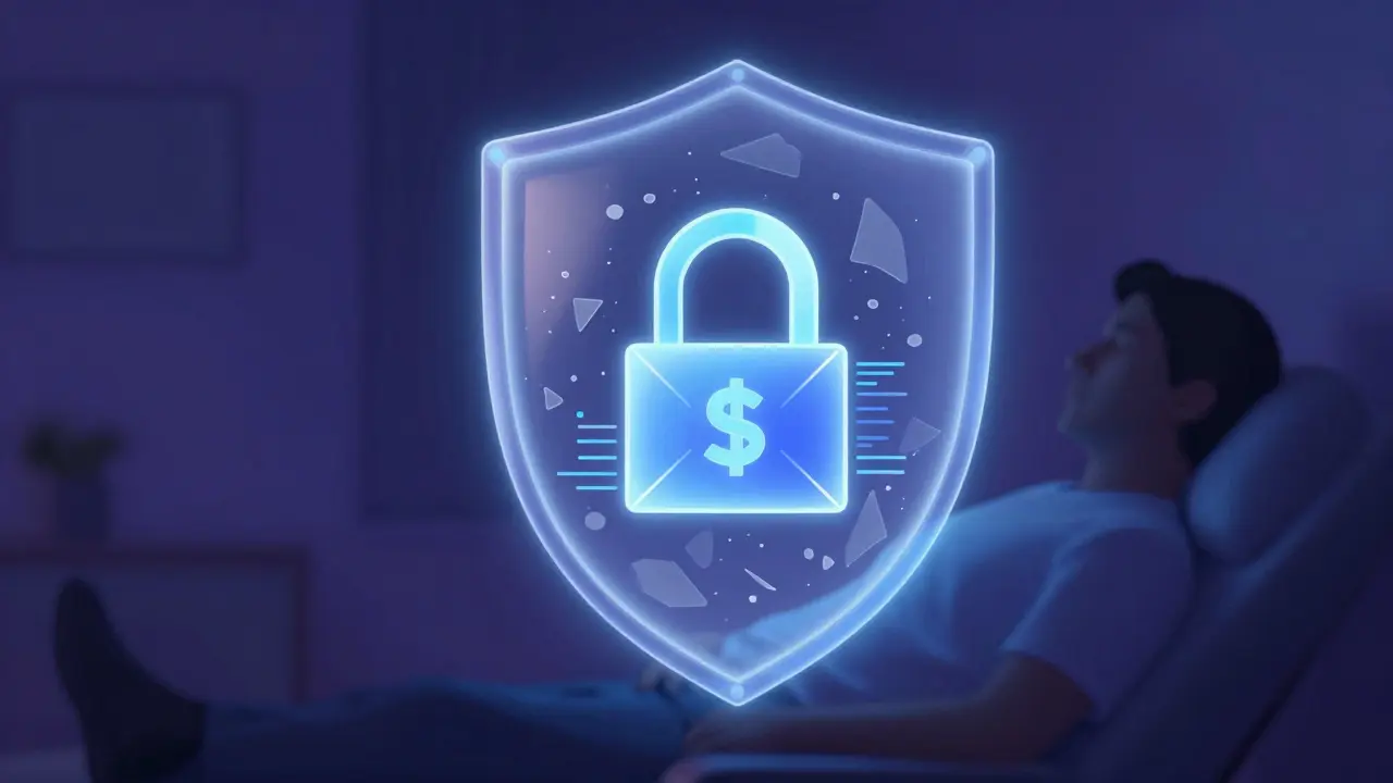 Abstraktní štít symbolizující bezpečnost dat a anonymitu klientů