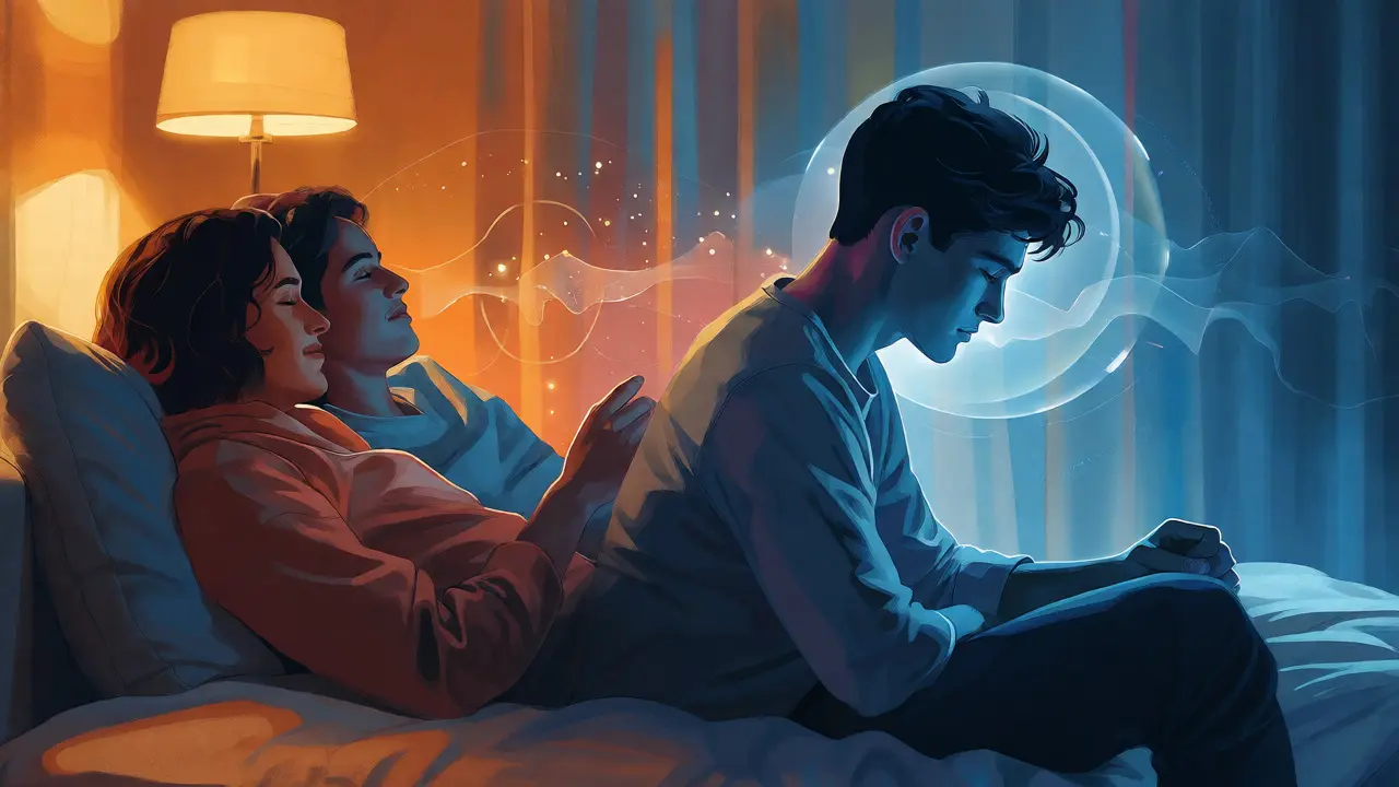 Konceptuální ilustrace porovnávající společnou relaxaci a individuální ticho.
